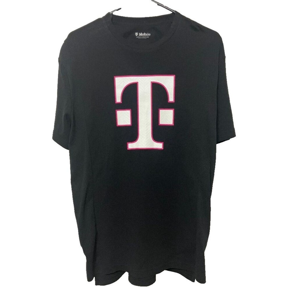 T-Mobile Men's M Employee Logo Black Short Sleeve T-Shirt Silicone Back Label‎
